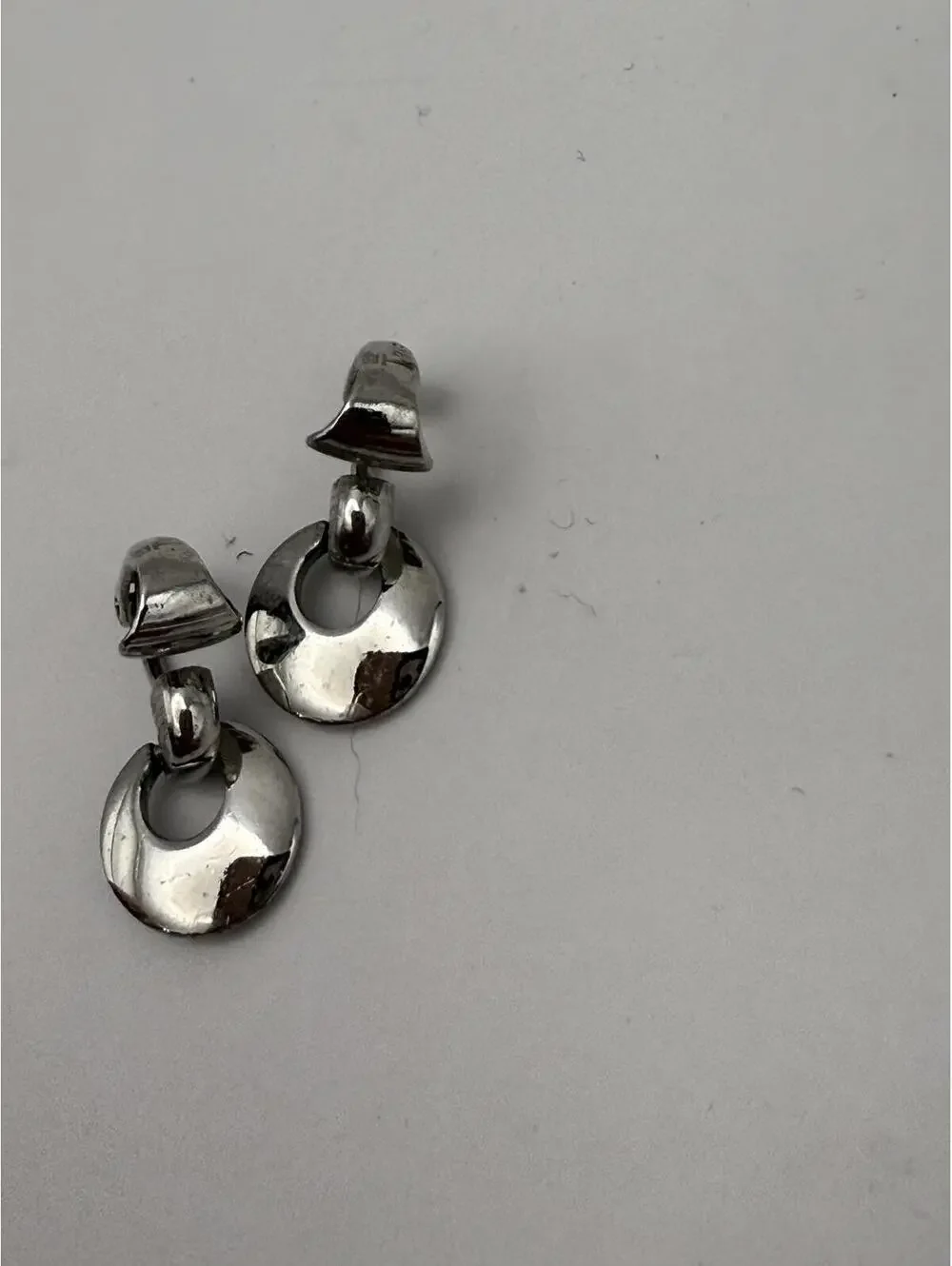 Trifari Silver Tone Clip-On Hoop Earrings